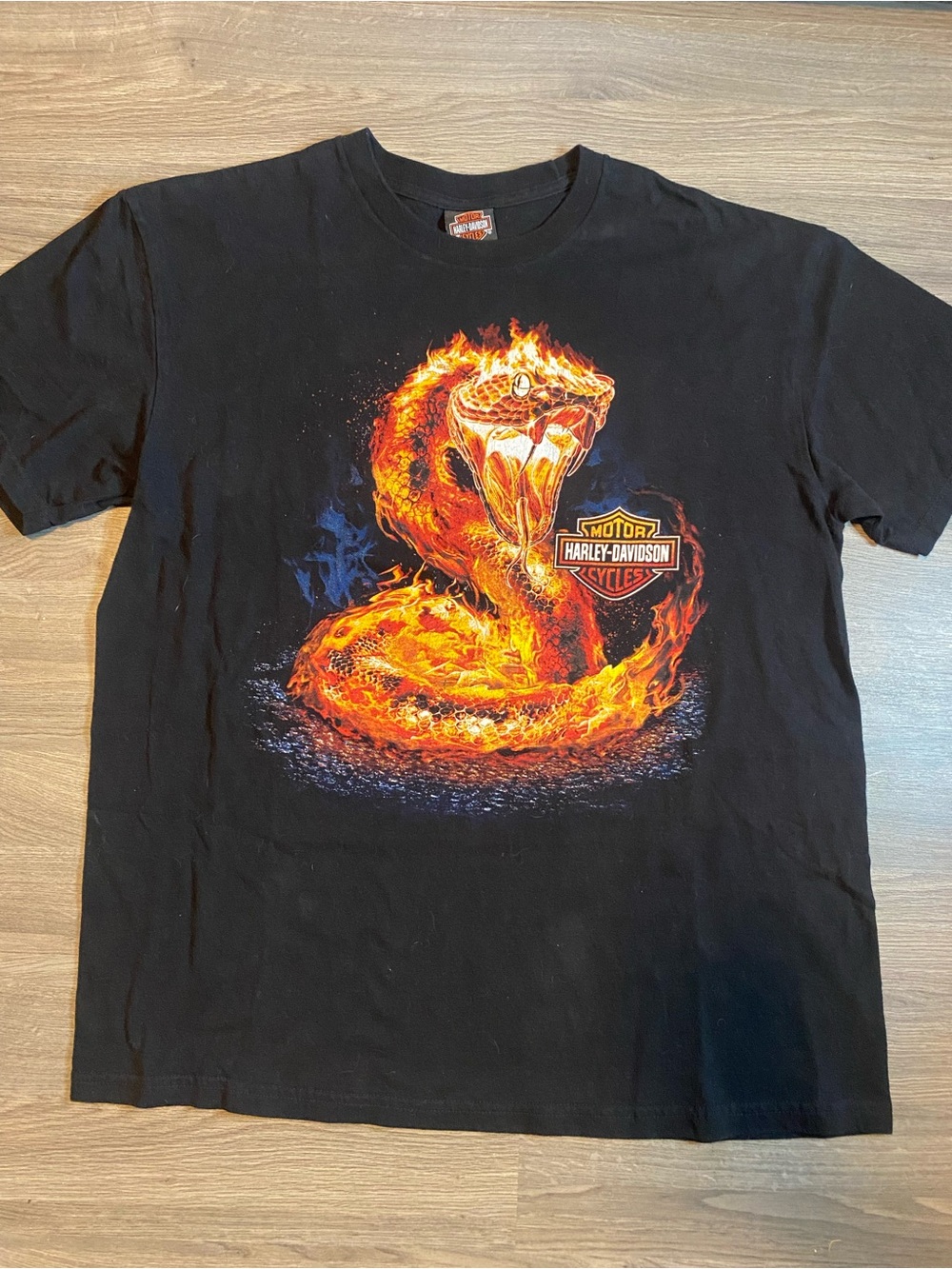 Harley-Davidson Black T‑Shirt with Fiery Orange and Yellow Cobra - Halifax, NS